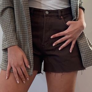 & Other Stories raw hem denim shorts in brown